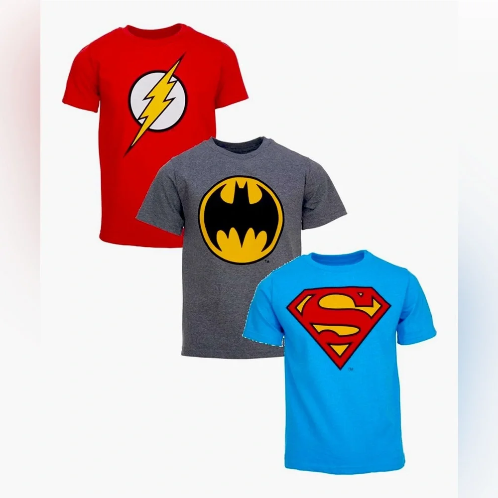 DC Comics Justice League Batman Superman The Flash 3 Pack T-Shirts - Size 5T - Picture 1 of 15